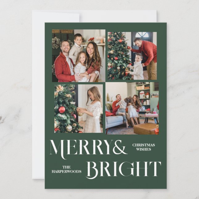 Cartão De Festividades Colagem de Fotos da Família Script de Feriados de  (Frente)