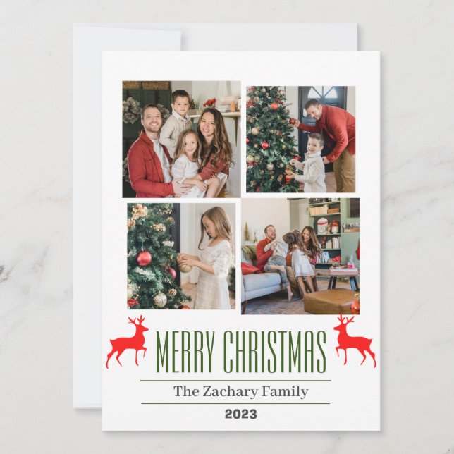 Cartão De Festividades Colagem de Fotos da Família Script de Feriados de  (Frente)