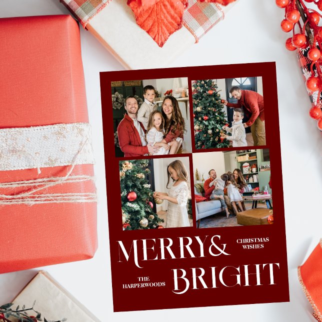 Cartão De Festividades Colagem de Fotos da Família Script de Feriados de  (Criador carregado)