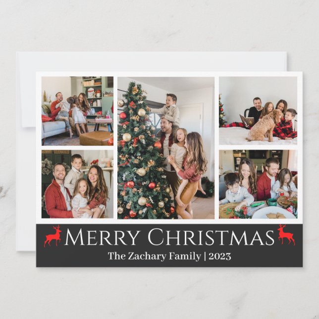 Cartão De Festividades Colagem de Fotos da Família Script de Feriados de  (Frente)