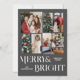 Cartão De Festividades Colagem de Fotos da Família Script de Feriados de 