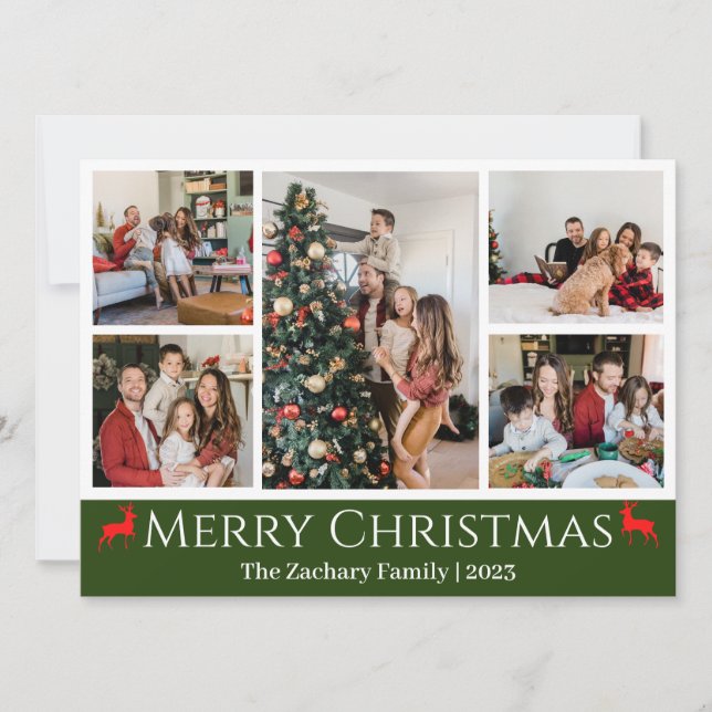 Cartão De Festividades Colagem de Fotos da Família Script de Feriados de  (Frente)