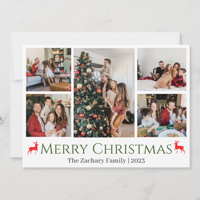 Cartão De Festividades Colagem de Fotos da Família Script de Feriados de  (Frente)