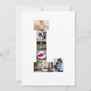 Cartão De Festividades Colagem de Fotos da Letra L em Preto e Branco