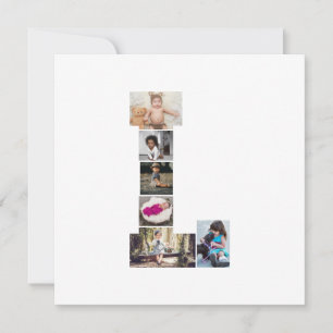 Cartão De Festividades Colagem de Fotos da Letra L em Preto e Branco