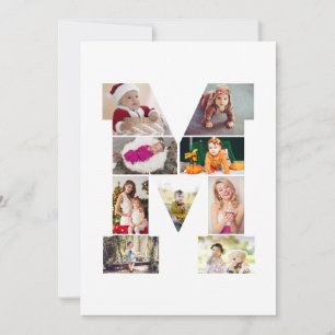 Cartão De Festividades Colagem de Fotos da Letra M em Preto e Branco
