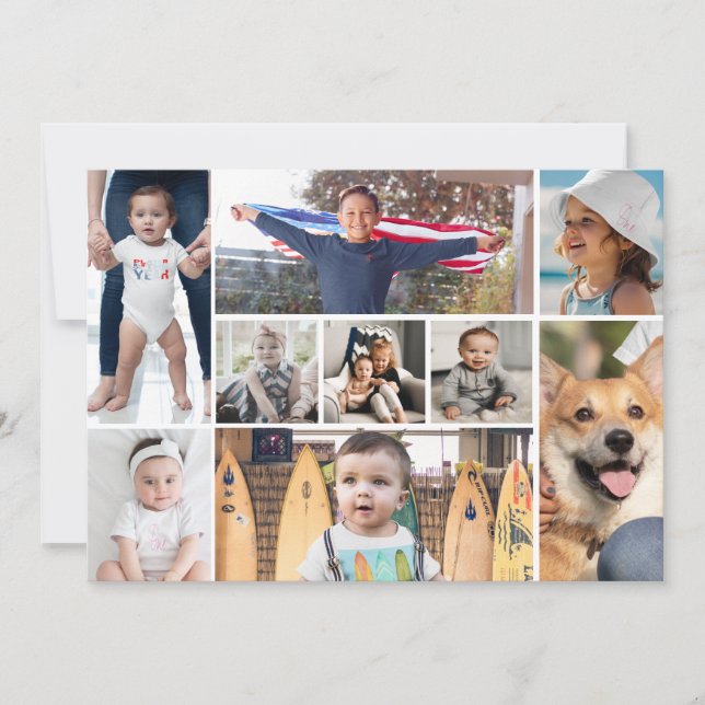 Cartão De Festividades Colagem de Fotos de 9 Imagens (Frente)