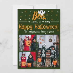 Cartão De Festividades Colagem de fotos de abóbora Boo jack-o-lantern Hal