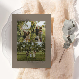 Cartão De Festividades Colagem de Fotos de Ação de Graças Marrom Taupe 4