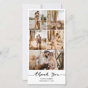 Cartão De Festividades Colagem de Fotos de Agradecimento de Casamento Rot