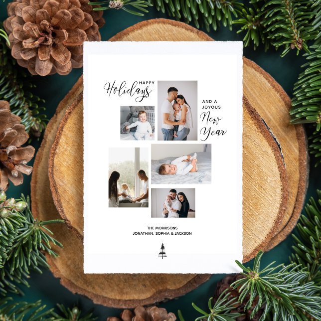 Cartão De Festividades Colagem de Fotos de Ano Novo com Felicitações Mode (Criador carregado)