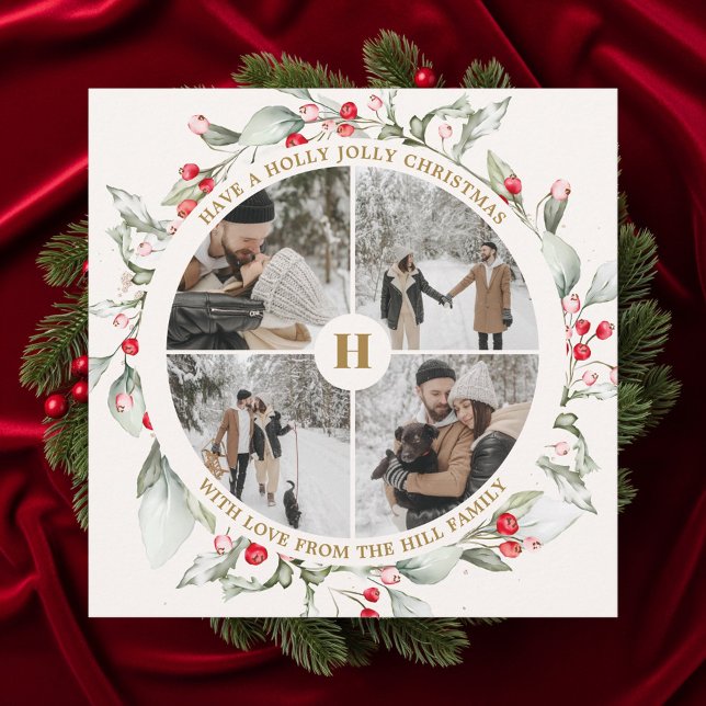 Cartão De Festividades Colagem de Fotos de Berries de Natal (Criador carregado)