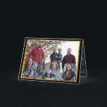 Cartão De Festividades Colagem de Fotos de Família<br><div class="desc">Carta de Natal no interior,  Foto na frente com acabamento em dourado,  e 4 fotos no verso. Fundo de quadro negro no interior com elementos de quadro negro para enquadrar a sua Carta de Fim de Ano.</div>
