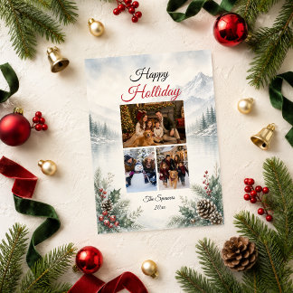 Cartão De Festividades Colagem de Fotos de Família de Férias de Inverno S