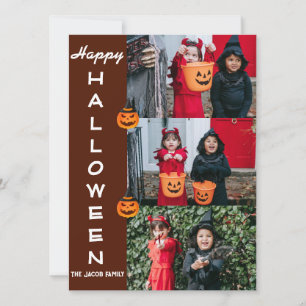 Cartão De Festividades Colagem de Fotos de Família de Halloween Moderna e