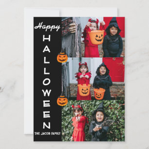 Cartão De Festividades Colagem de Fotos de Família de Halloween Moderna e