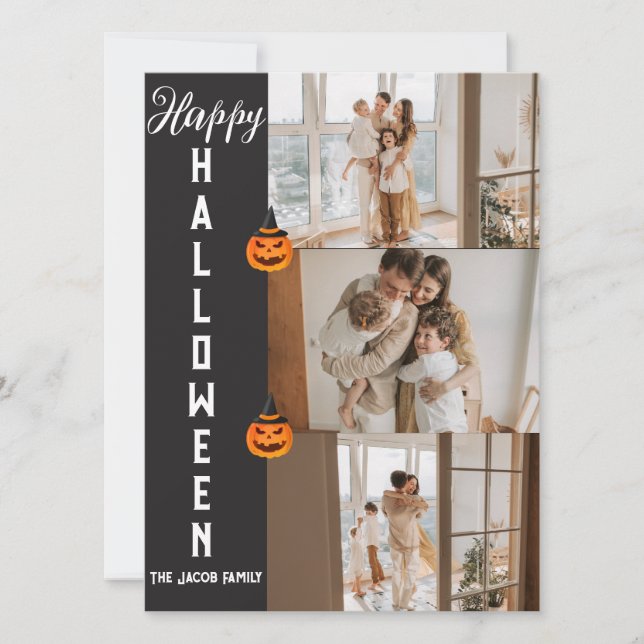 Cartão De Festividades Colagem de Fotos de Família de Halloween Moderno A (Frente)