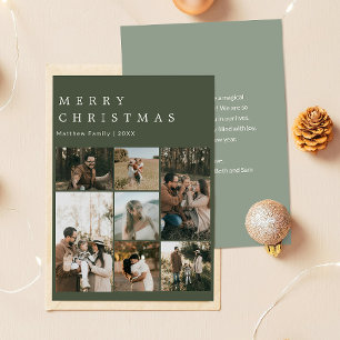 Cartão De Festividades Colagem de Fotos de Família de Natal com Musgo e S