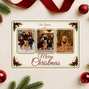 Cartão De Festividades Colagem de Fotos de Família de Natal com Recorte E