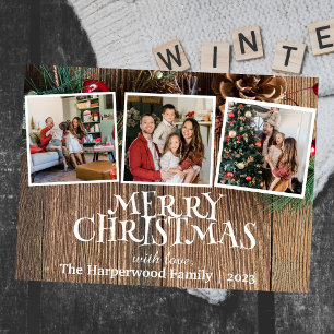 Cartão De Festividades Colagem de Fotos de Família de Natal Elegante Mode