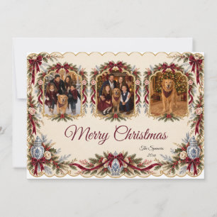 Cartão De Festividades Colagem de Fotos de Família de Natal em Estilo Chi