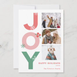 Cartão De Festividades Colagem de Fotos de Família Minimalista em Script 