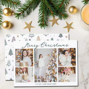 Cartão De Festividades Colagem de Fotos de Família Natal Alegre da Moda 2