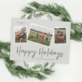 Cartão De Festividades Colagem de Fotos de Férias Felizes com Letra Simpl