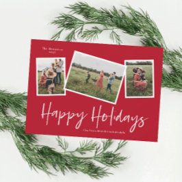 Cartão De Festividades Colagem de Fotos de Férias Felizes com Letra Simpl