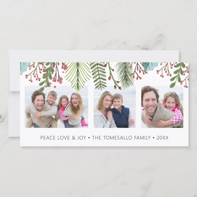 Cartão De Festividades Colagem de Fotos de Folhagem de Inverno (Frente)