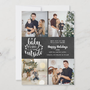 Cartão De Festividades Colagem de Fotos de Natal 4 Boho Quadro Negro