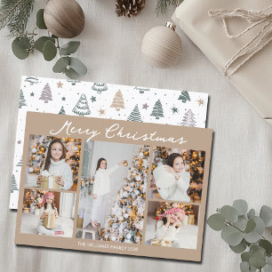 Cartão De Festividades Colagem de Fotos de Natal Alegre Bege 2025
