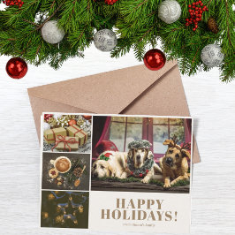 Cartão De Festividades Colagem de Fotos de Natal Ano Novo Cumprimento