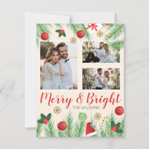 Cartão De Festividades Colagem de Fotos de Natal Colorida e Alegre