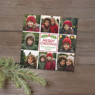 Cartão De Festividades Colagem de Fotos de Natal com Pinheiro Russo