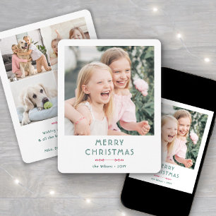 Cartão De Festividades Colagem de Fotos de Natal com Tipografia Vintage S