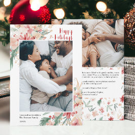 Cartão De Festividades Colagem de Fotos de Natal Floral de Watercolor