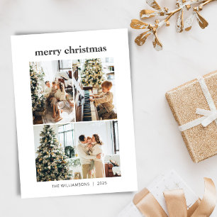 Cartão De Festividades Colagem de Fotos de Natal Minimalista 3 Feliz Nata