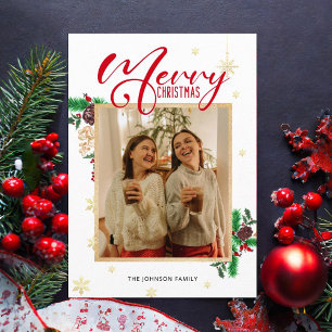 Cartão De Festividades Colagem de fotos de Natal moderno e elegante de in