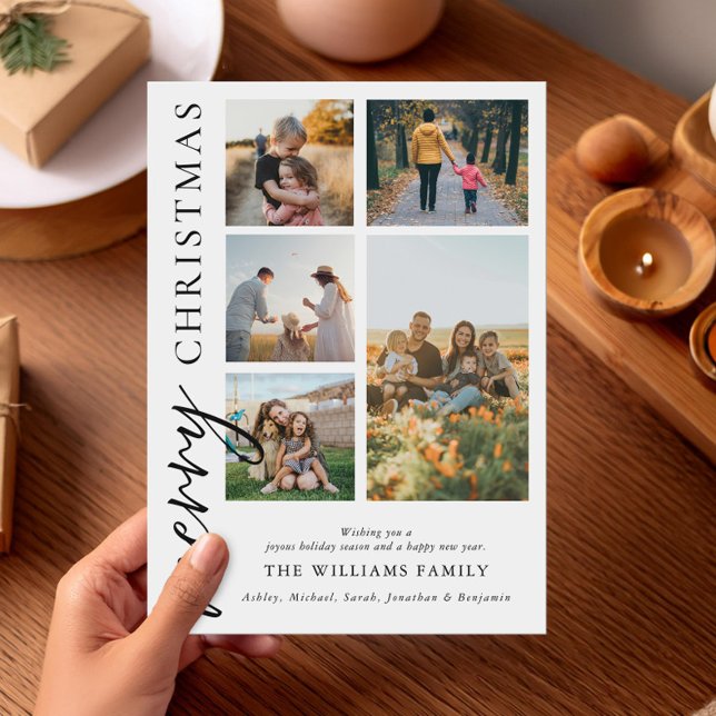 Cartão De Festividades Colagem de Fotos de Natal Moderno e Feliz (Criador carregado)