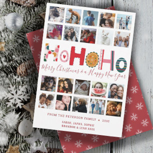 Cartão De Festividades Colagem de fotos de Natal moderno Ho Ho Ho 20 foto