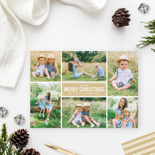 Cartão De Festividades Colagem de Fotos de Natal Moderno Kraft