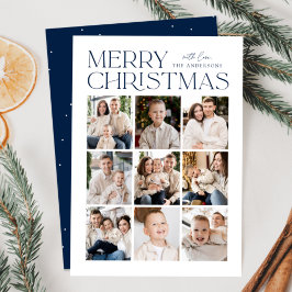 Cartão De Festividades Colagem de Fotos de Natal Moderno Marinho 9