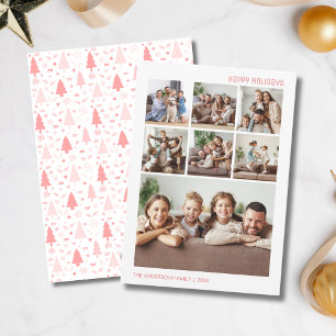Cartão De Festividades Colagem de Fotos de Natal Moderno para 7 Fotos de