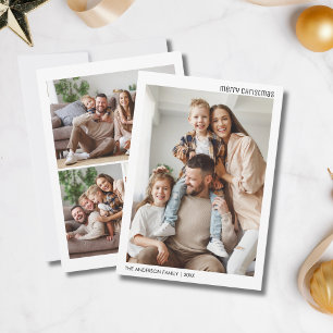 Cartão De Festividades Colagem de Fotos de Natal para Família Minimalista