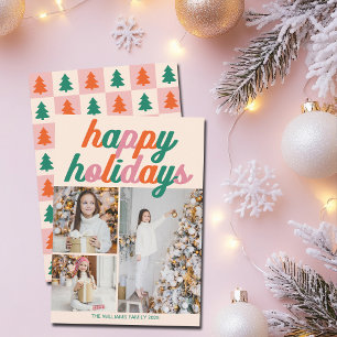 Cartão De Festividades Colagem de Fotos de Natal Retro 3 Felicidades de N