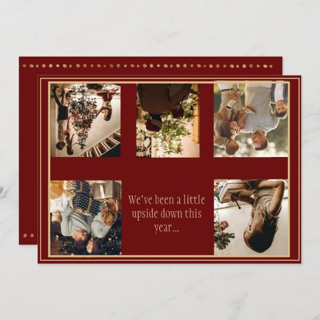 Cartão De Festividades Colagem de Fotos de Natal Virada para Baixo Festa  (Frente/Verso)