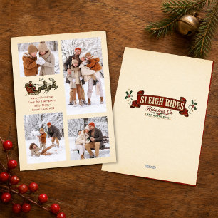 Cartão De Festividades Colagem de Fotos de Papai Noel Vintage Natal em Fa