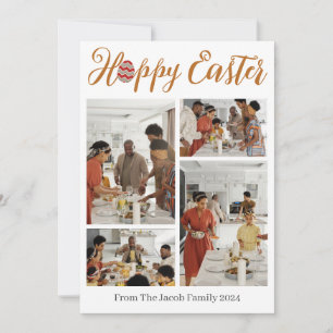 Cartão De Festividades Colagem de fotos de Páscoa da família com tipograf