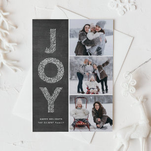 Cartão De Festividades Colagem de Fotos de Quadro Negro com Letras de Fol